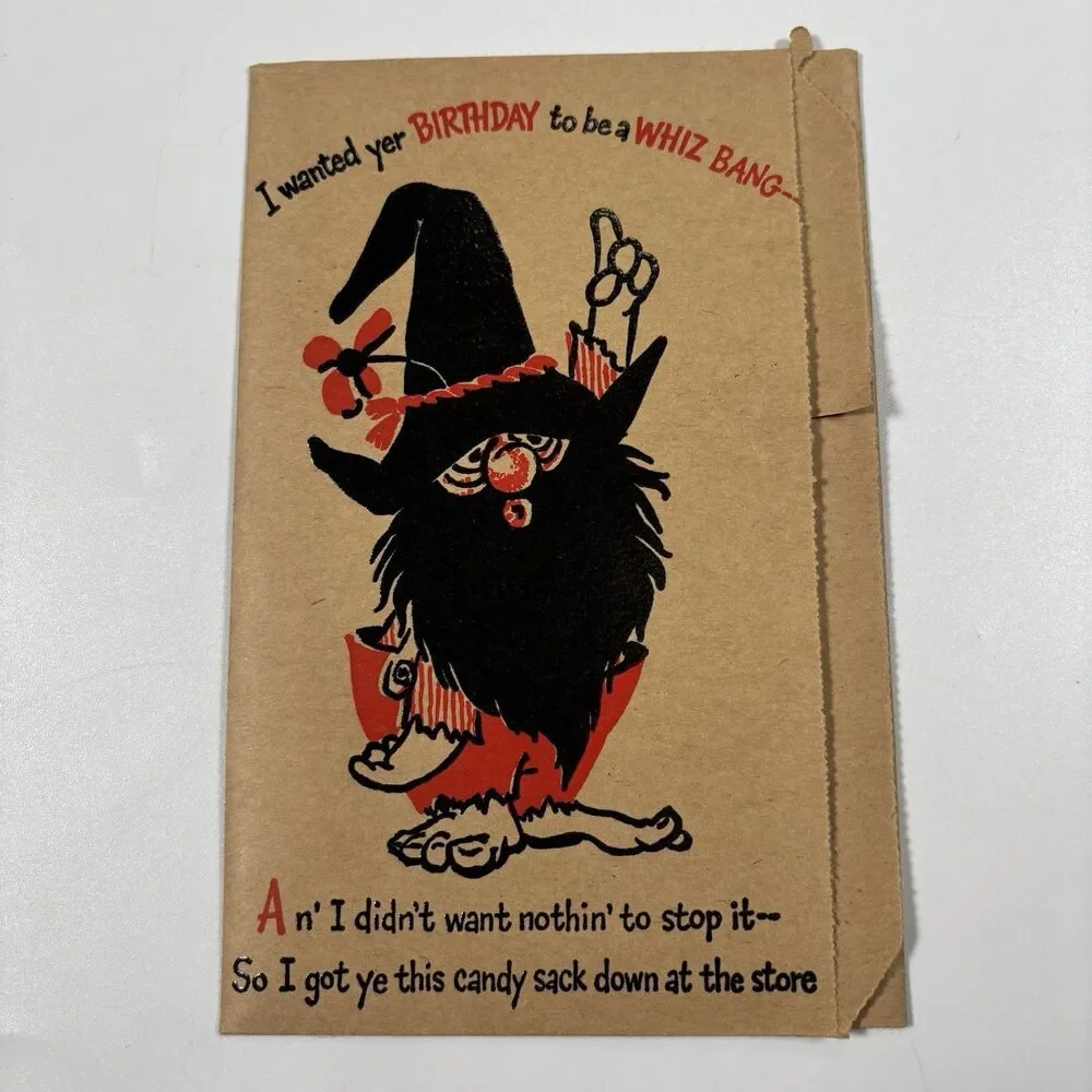 Vintage Hallmark Kraft Paper Birthday Card Hillbilly Humor Pop It Comic Greeting